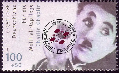 2218A Wofa Filmschauspieler Charlie Chaplin, aus Bogen gestempelt