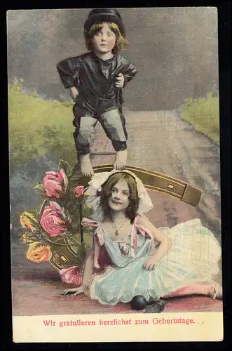 AK Glückwünsche Geburtstag: Schornsteigfeger und Prinzessin, NÜRNBERG 11.9.1912