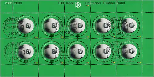 2091 Deutscher Fußballbund (DFB) - Kleinbogen mit ET-O Mönchengladbach 13.1.2000
