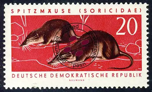 871 Geschützte Tiere Waldspitzmaus 20 Pf O