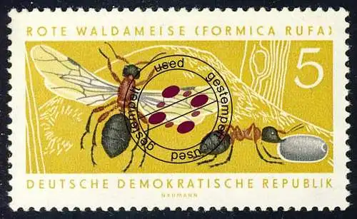 869 Geschützte Tiere Waldameise 5 Pf, gestempelt O