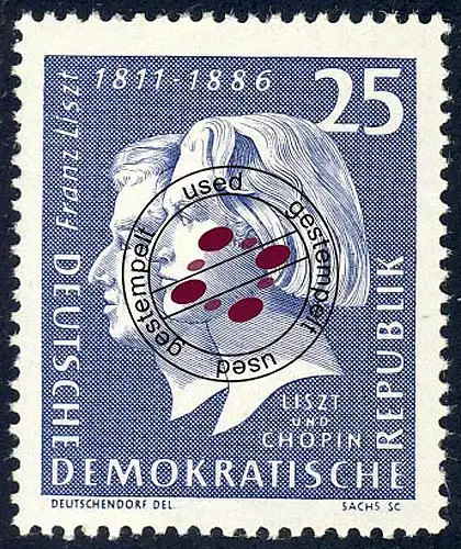 860 Franz Liszt 25 Pf, gestempelt O