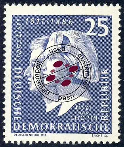 860 Franz Liszt 25 Pf, gestempelt O