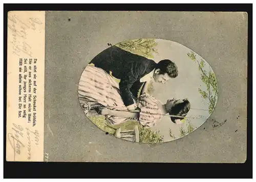 Liebes-AK: Auf der Schaukel und sicherer Halt, BERLIN NW 40 d 6.5.1904