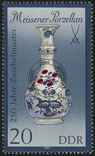 3242 II Meissener Porzellan 20 Pf, Großformat, O