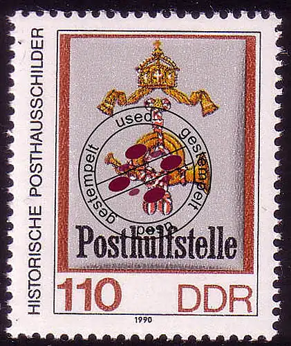 3305 Historique des panneaux de poste 110 Pf 27,5x33 mm O
