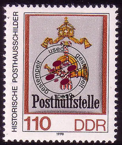3305 Historische Posthausschilder 110 Pf 27,5x33 mm O gestempelt
