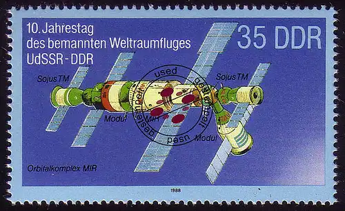 3192 Gemeinsamer Weltraumflug UdSSR-DDR 35 Pf II O gestempelt