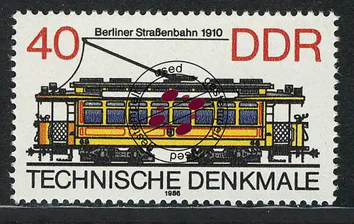 3017 Technische Denkmale 40 Pf 1986 Straßenbahn O gestempelt