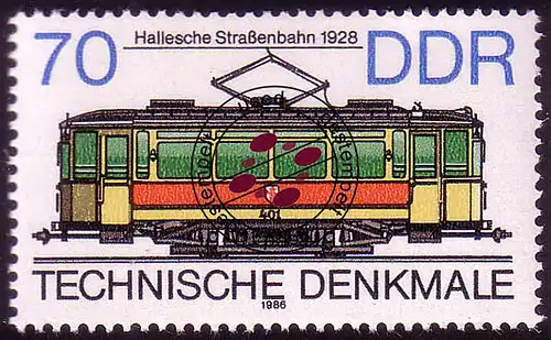 3018 Technische Denkmale 70 Pf 1986 Straßenbahn O gestempelt