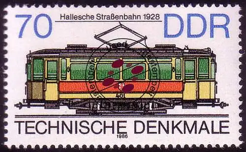 3018 Technische Denkmale 70 Pf 1986 Straßenbahn O gestempelt