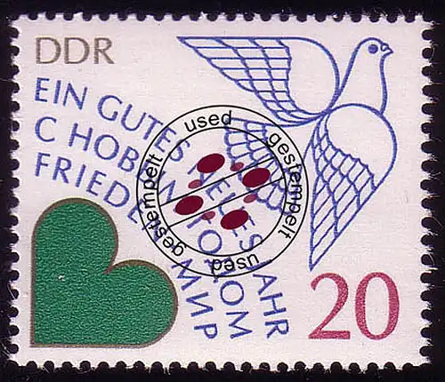 2845 Neujahr 1984 20 Pf aus Block O gestempelt