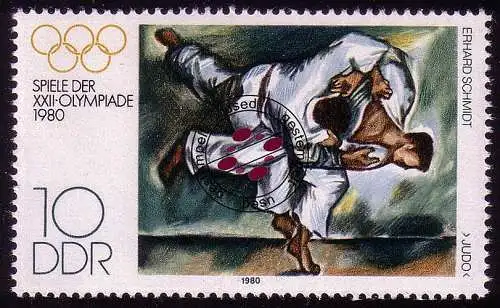 2528 Olympische Sommerspiele Moskau 10 Pf 1980 Judo O gestempelt