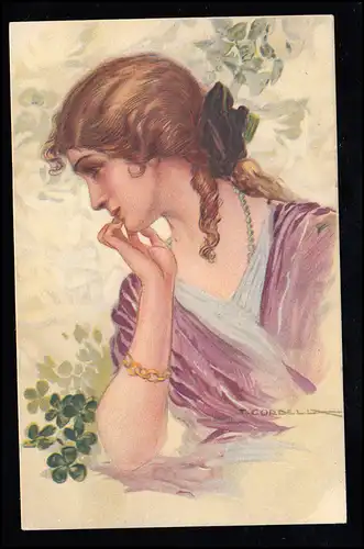 AK Artiste T. Corbelitz: La Réfléchissante avec bracelet en or, inutilisé