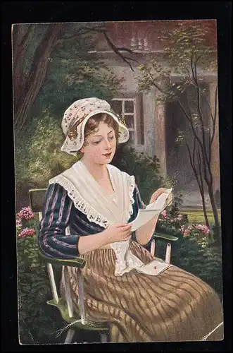 Künstler-AK W. Röhling: Der Brief von ihm, Deutsche Kunst, BRAUNSCHWEIG 31.12.18