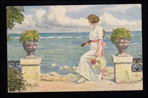 AK Artiste Paul Fischer: Présomptueux au tennis BRUNSCHWEIG 5.10.1918