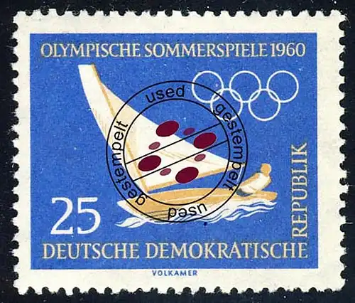 749 Olymp. Sommer-/Winterspiele Segeln 25 Pf O gestempelt