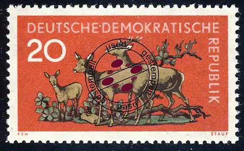 739 Animaux forestiers Rehe 20 Pf O Tamponné