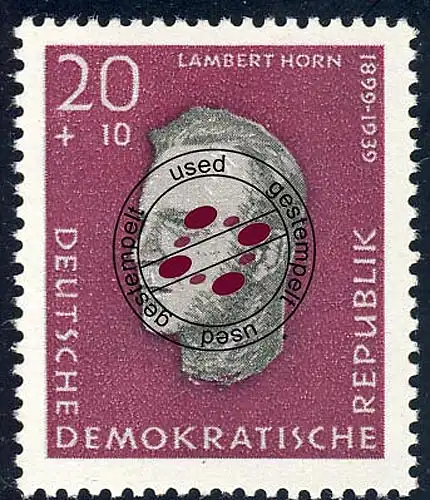 754 Gedenkstätte Sachsenhausen Horn 20+10 Pf O gestempelt