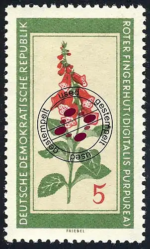 757 Heilpflanzen Roter Fingerhut 5 Pf O gestempelt