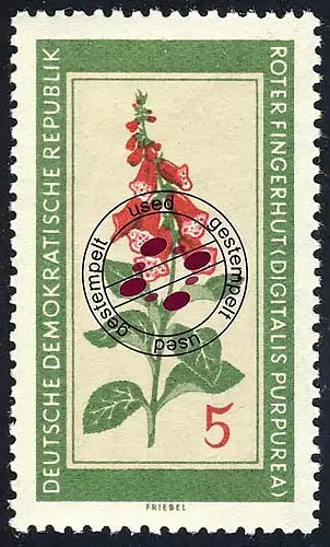 757 Heilpflanzen Roter Fingerhut 5 Pf O gestempelt
