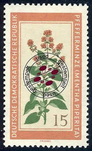 759 Plantes médicinales menthe poivrée 15 Pf O Tamponné