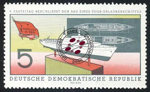 768 MS Fritz Heckert 5 Pf O Tamponné