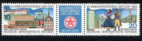 2880-2881 Gera 1984, impression de fusion avec PLF sur 28 80: tache dans la fenêtre de la poignée, **