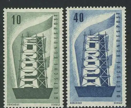 241-242 Europe / CEPT 1956, Échafaudage et drapeau - ensemble ** frais de port