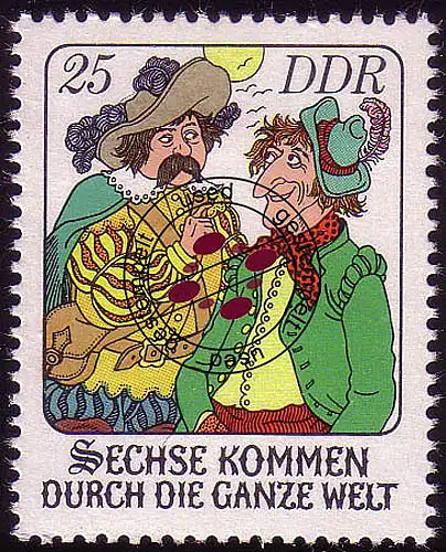 2284 Fêtes Six viennent par le monde entier 25 Pf O Tamponné