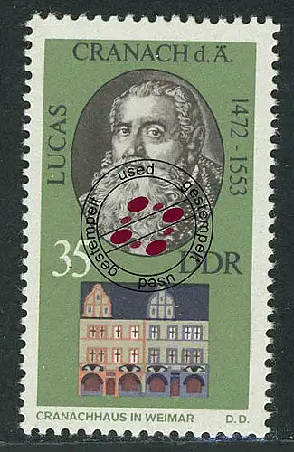 1860 Gedenkstätten Weimar Cranach 35 Pf O gestempelt