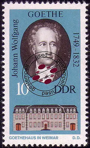 1856 Gedenkstätten Weimar Goethe 10 Pf O gestempelt