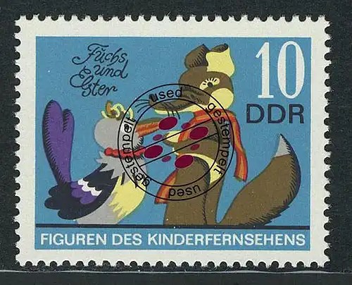 1808 Kinderfiguren Fuchs und Elster 10 Pf O gestempelt