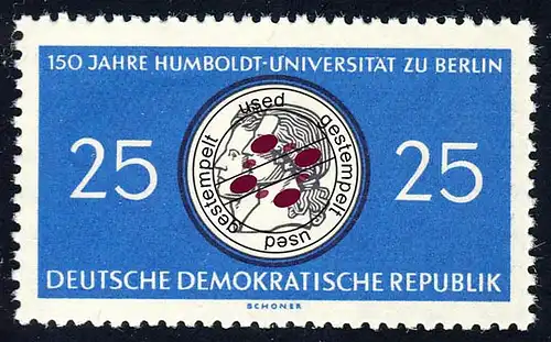 798 Université Humboldt plaque fixe 25 Pf O cacheté