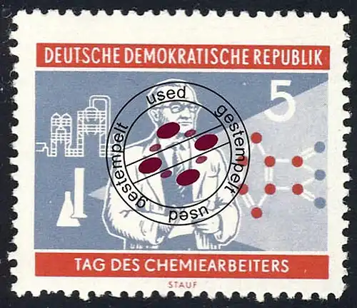 800 Chemiearbeiter 5 Pf O gestempelt