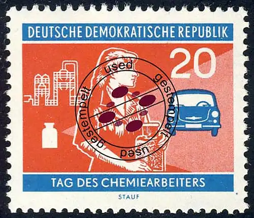 802  Chemiearbeiter  20 Pf O gestempelt