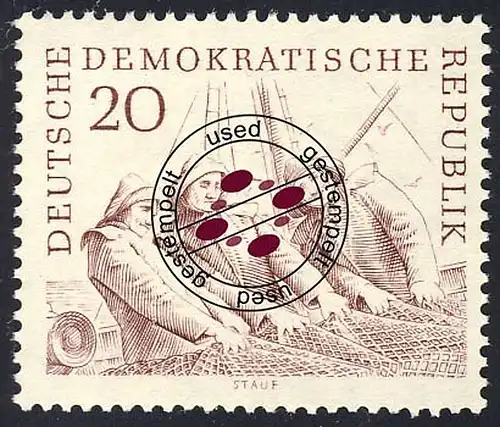 818 Hochseefischerei Fischer 20 Pf O gestempelt