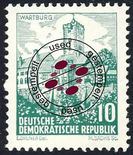 836 paysages/bâtiments Wartburg 10 Pf O Tamponné