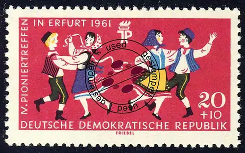 828 Pioniertreffen Volkstanz 20+10 Pf O gestempelt