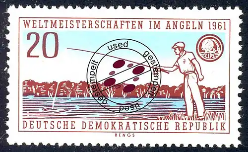 842 Angel-WM Sportangeln 20 Pf O gestempelt