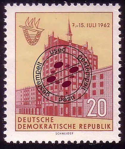 899 Semaine Baltique Rostock bâtiment de tour 20 Pf O tamponné