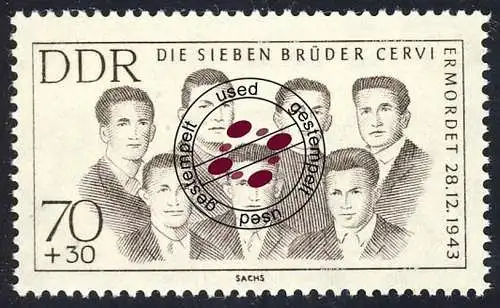 922 Antifaschisten Brüder Cervi 70+30 Pf, gestempelt O