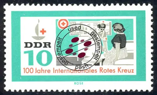 956 Internationales Rotes Kreuz 10 Pf, gestempelt O