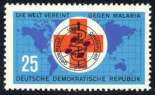 943 Lutte contre le paludisme 25 Pf O Tamponné