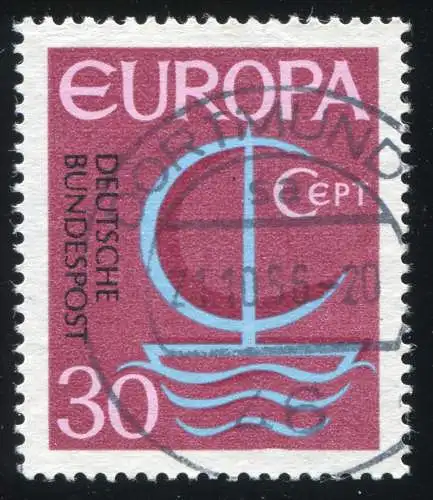 520I Europa 30 Pf - PLF I Delle im unteren Markenrand, F. 49, DORTMUND 21.10.66