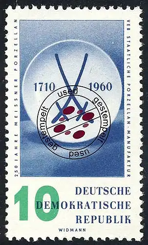 775 Manufacture de porcelaine Meißner Épée 10 Pf O Tamponné