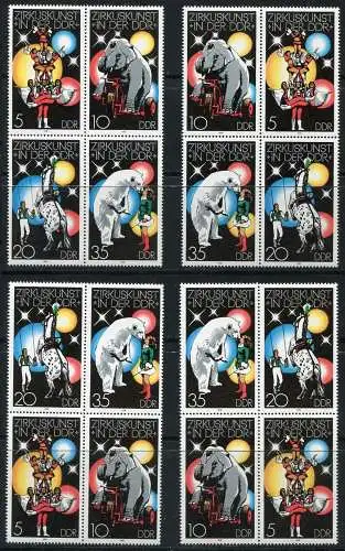 2364-2367 Zirkus 1978, 4 verschiedene Viererblöcke, Set **