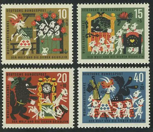 408-411 Märchen Der Wolf und die sieben Geißlein, Grimm 1963, Satz ** postfrisch