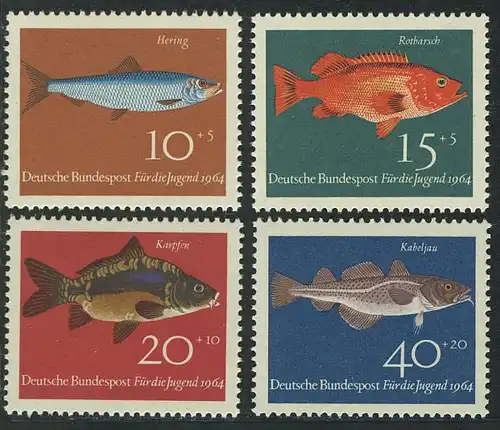 412-415 Jugend Fische 1964, Satz ** postfrisch