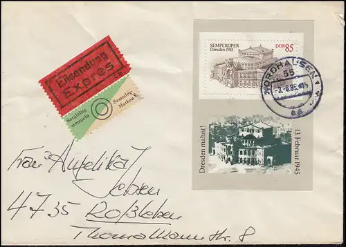 DDR Block 80 Réouverture de l'opéra Semperoper Dresde sur lettre d'urgence NORDHAUSEN 3.6.85